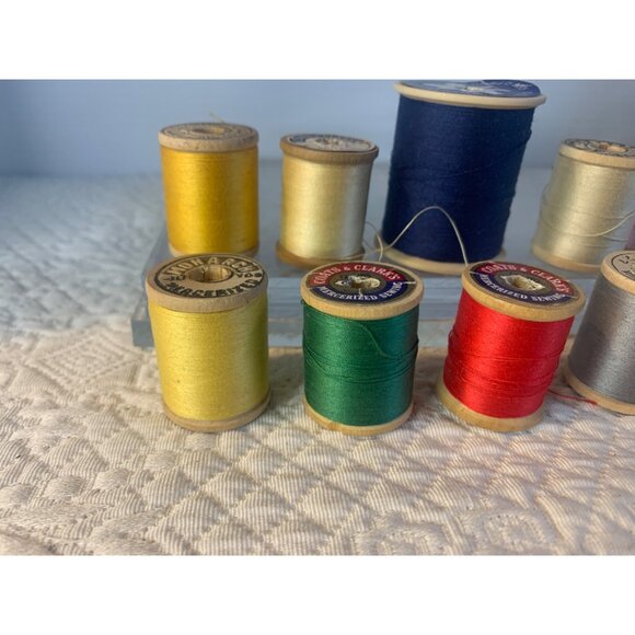 Vintage Sewing Thread wood spools set of 11 #19 - Picture 4 of 10